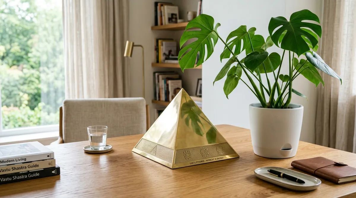 Handcrafted brass spiritual idol placed neatly on a home altar pedestal