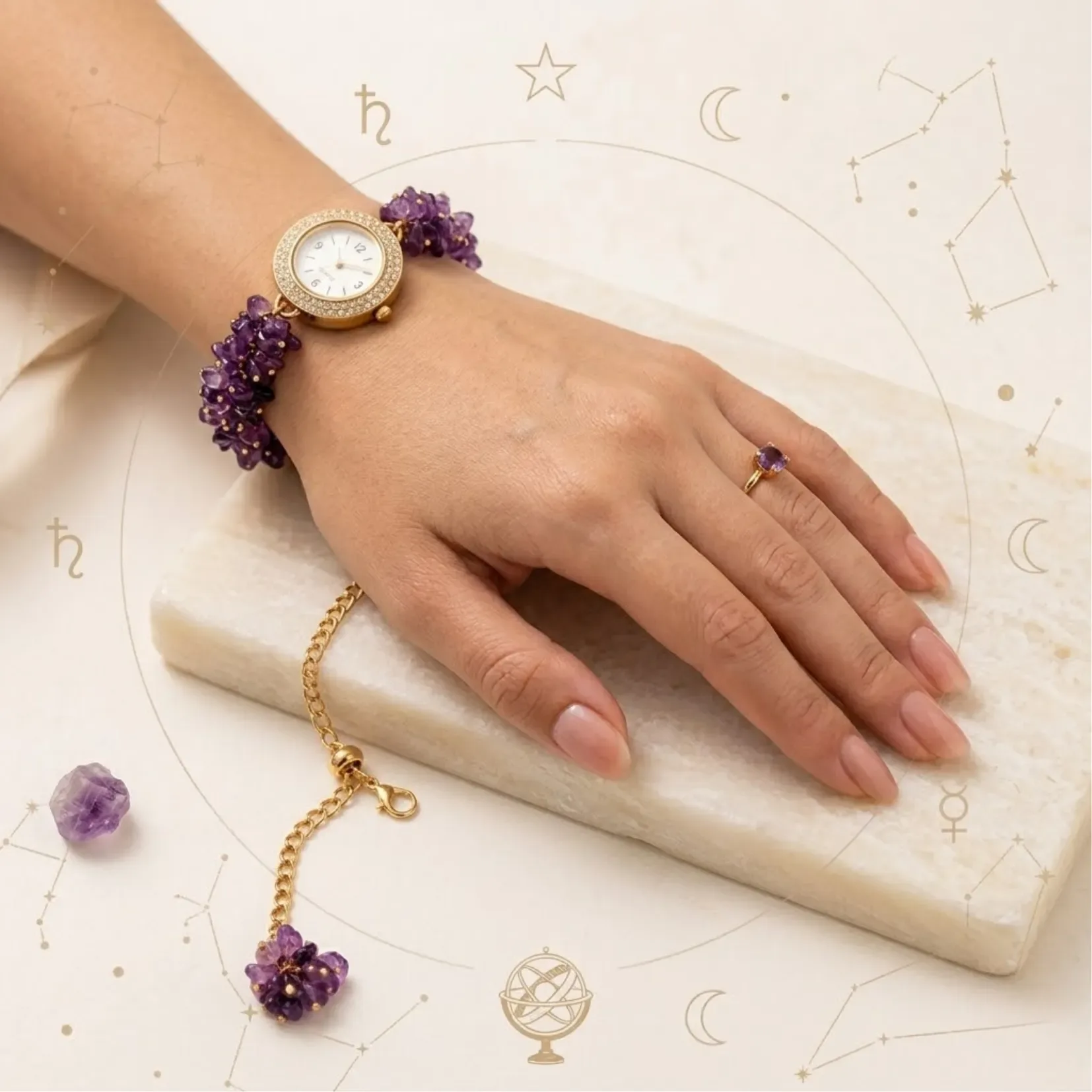 Amenthyst Chips Watch Bracelet - View 2