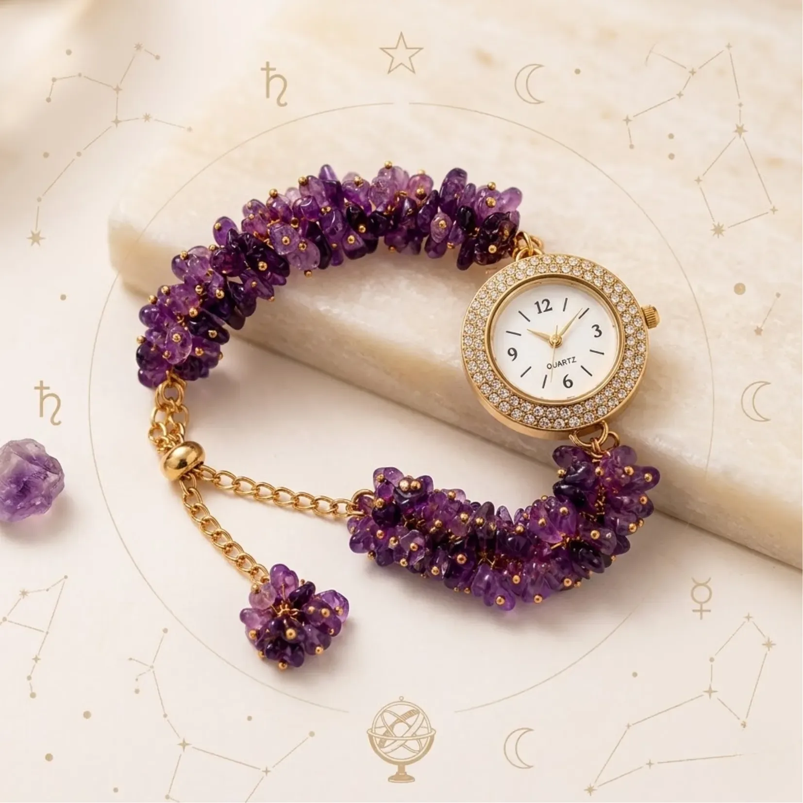 Amenthyst Chips Watch Bracelet - View 1