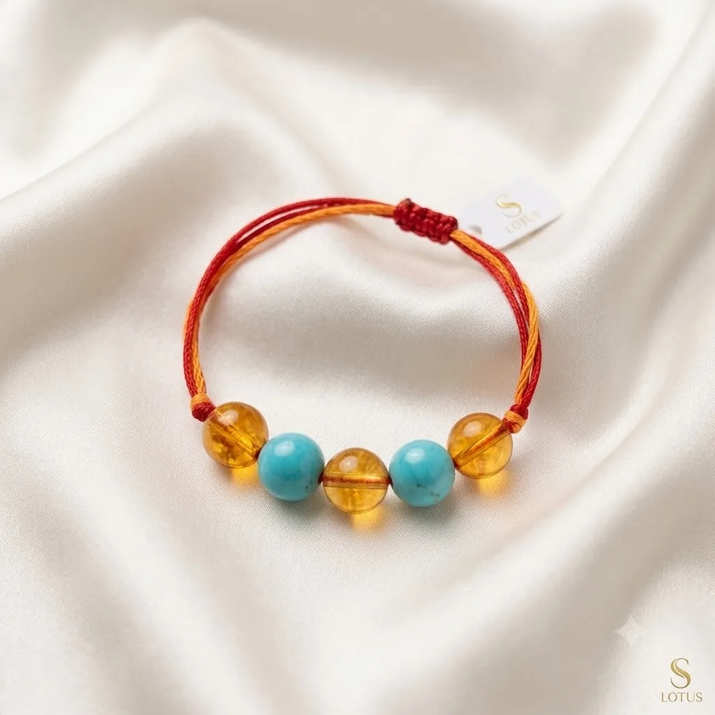 Citrine & Turquoise Rakhi - View 1