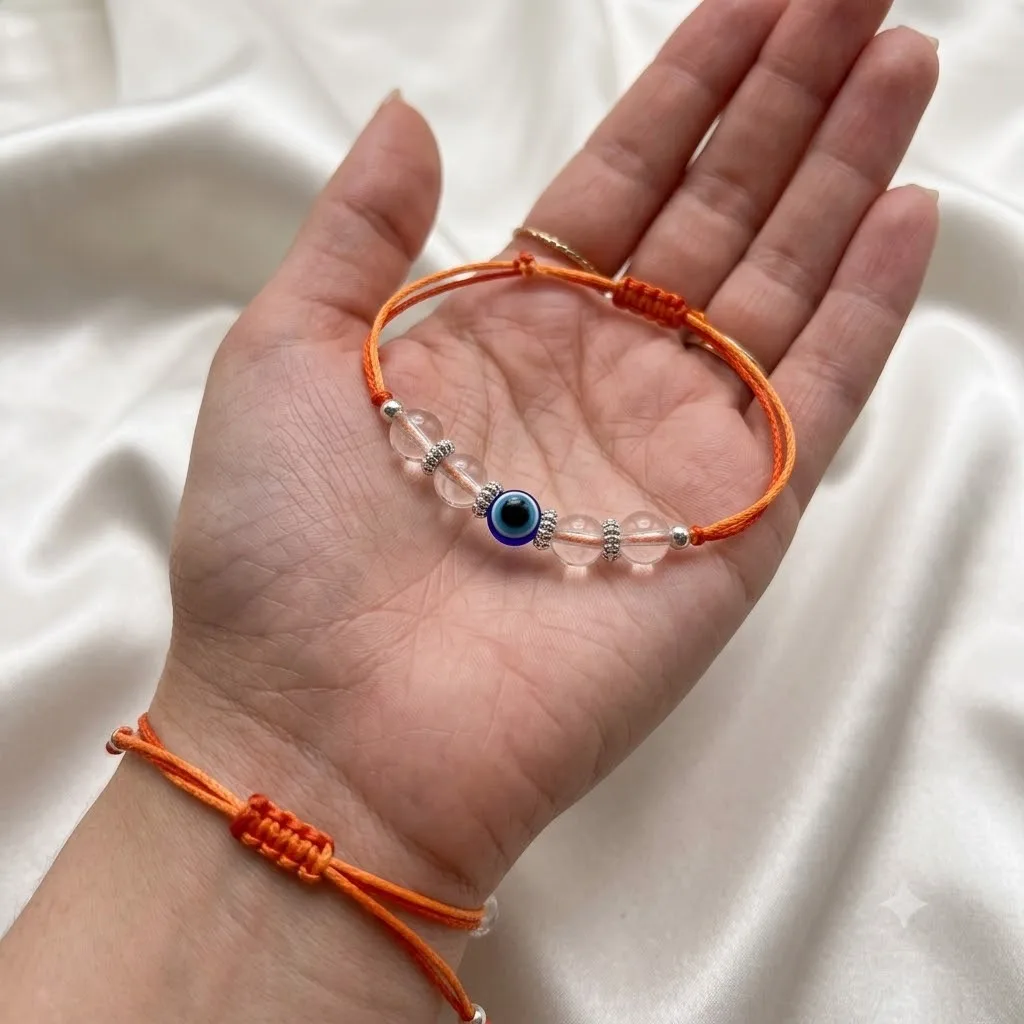 Clear Quartz Evil Eye Protection Rakhi - View 2