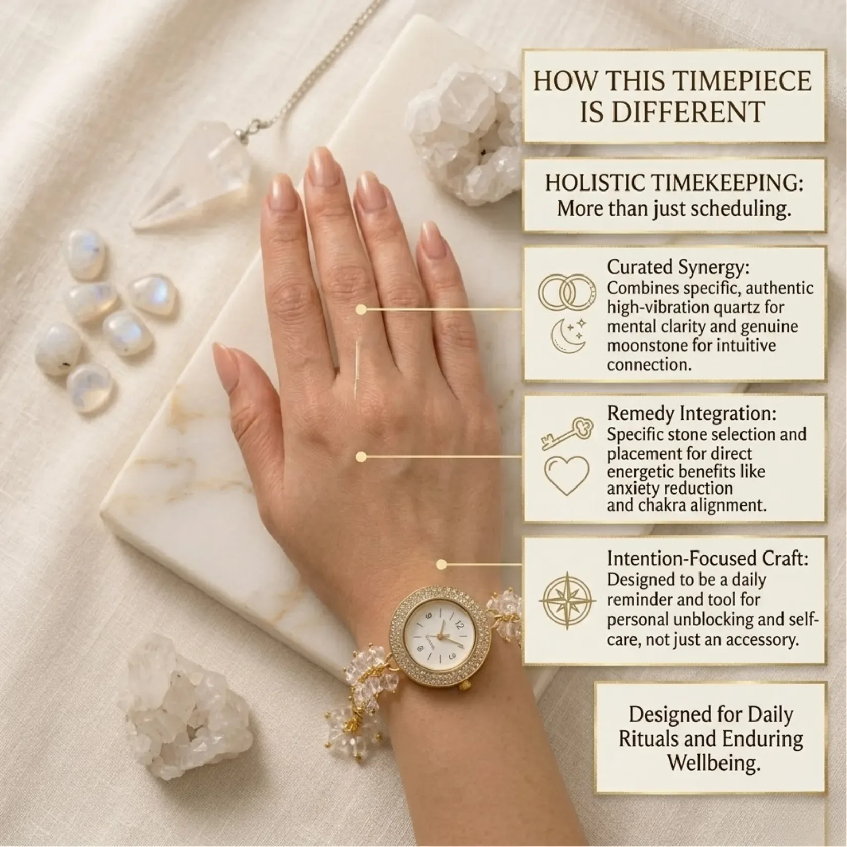 Clear Quartz Chips Watch Bracelet - View 4