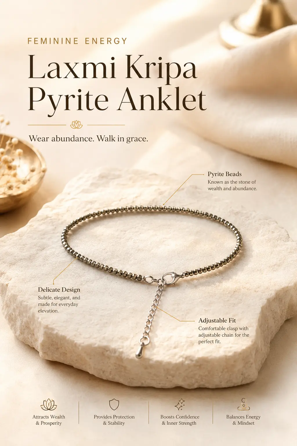 LAXMI KRIPA PYRITE ANKLET PAIR - View 3