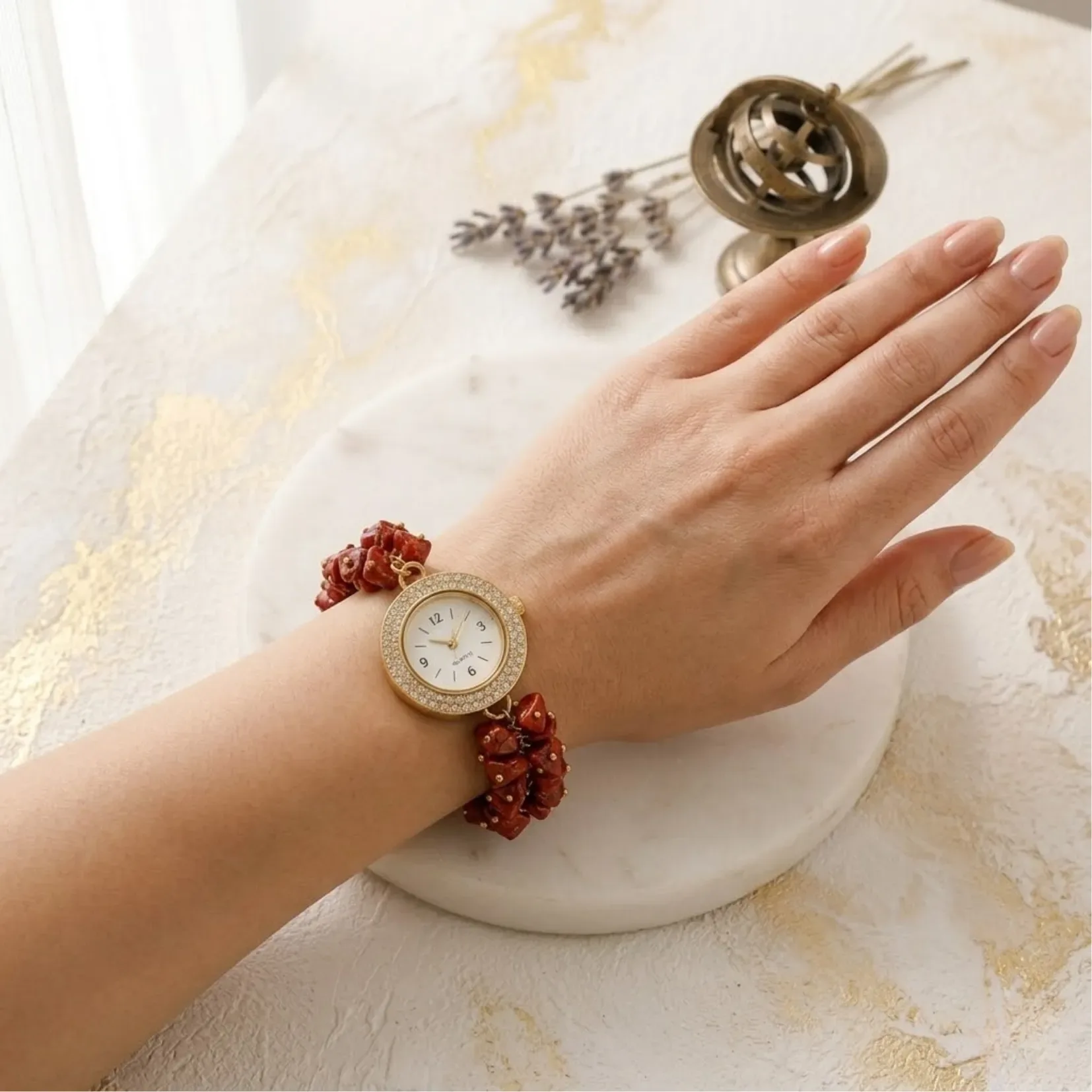 Red Jasper Chips Watch Bracelet - View 2