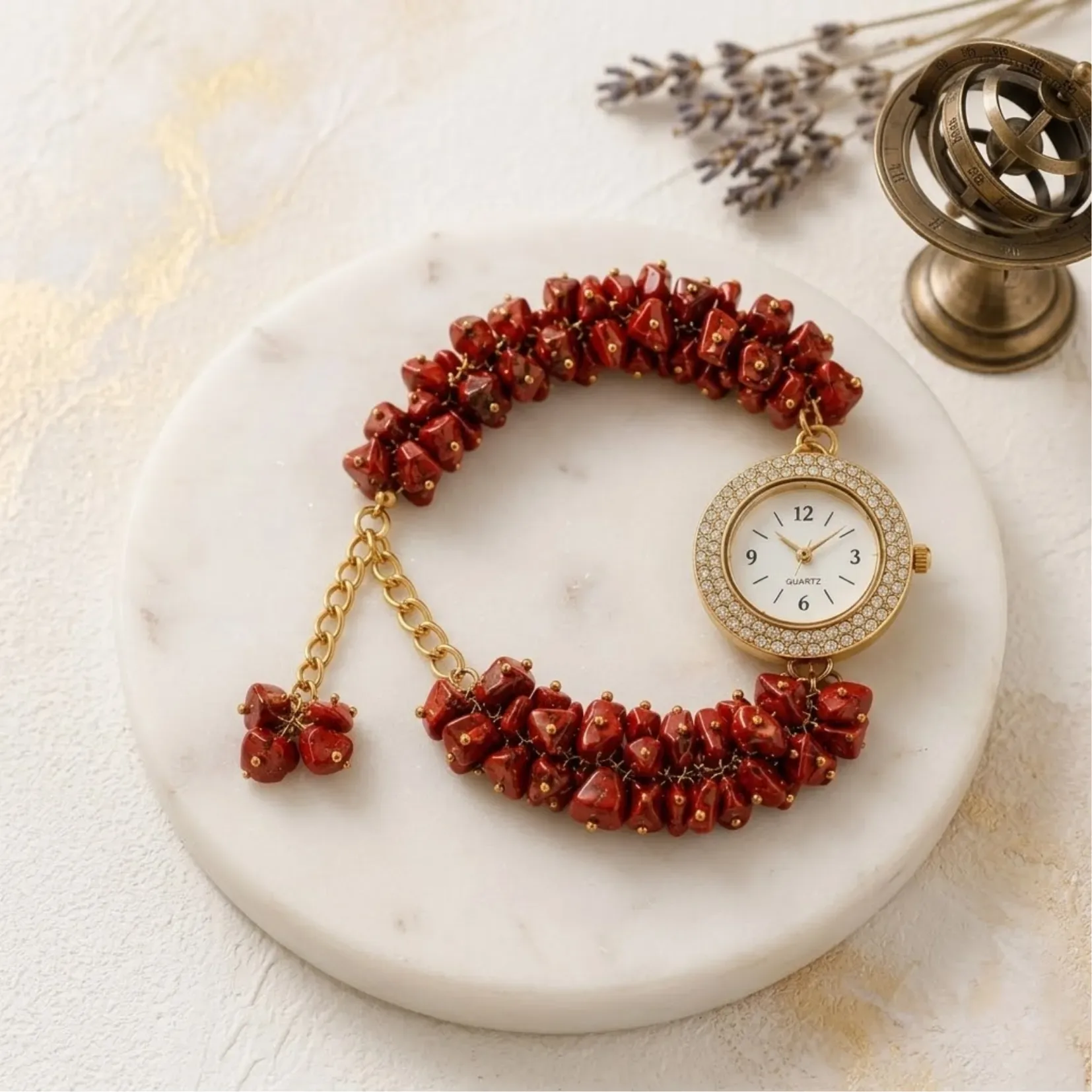 Red Jasper Chips Watch Bracelet - View 1