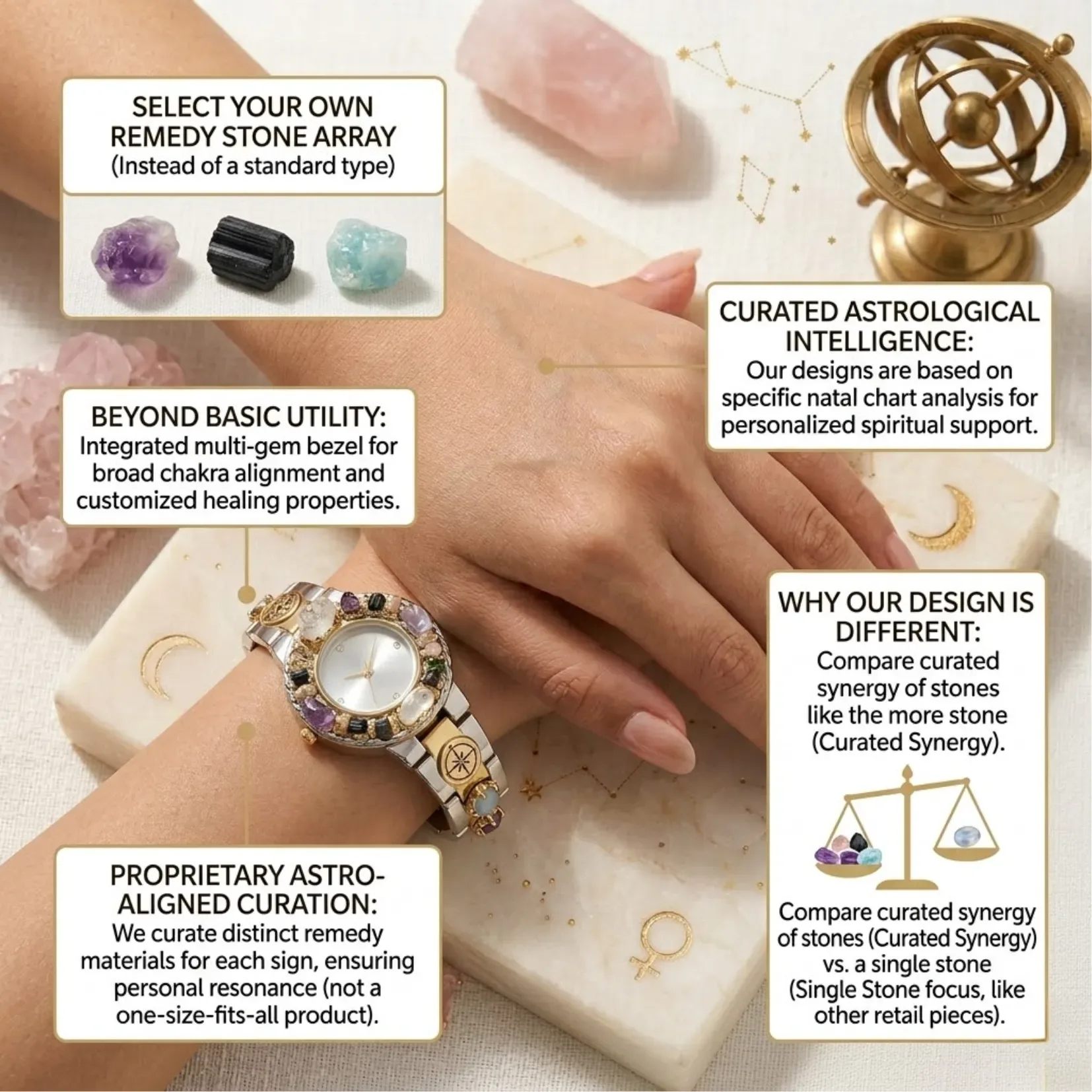 Rose Quartz Chips Watch Bracelet - View 4